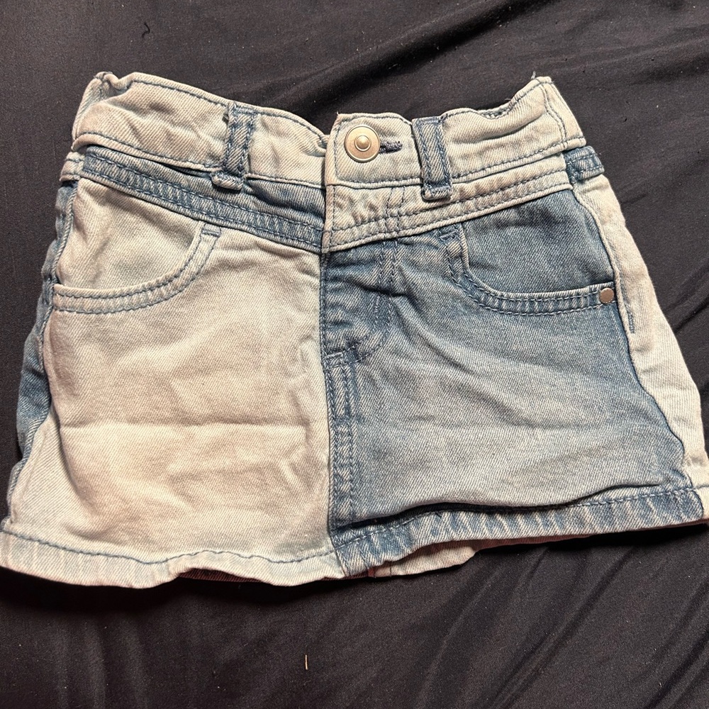 Chic Kids Denim Skirt in Blue and Cream